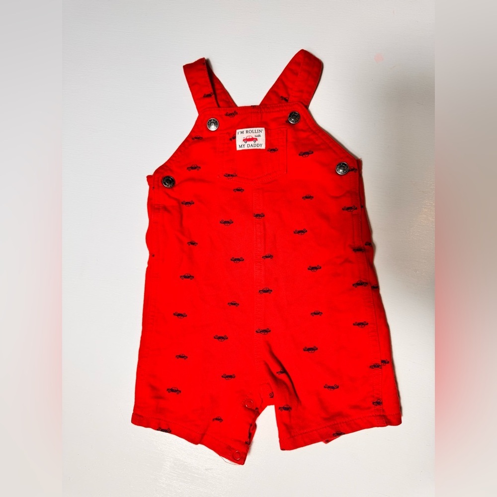 Carter’s baby/toddler Red‎ overalls 18 moths car design “rolling with my daddy